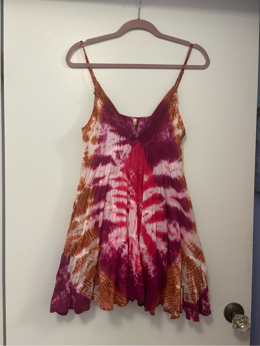 RAGA Tie-Dye Mini Dress in Pink, Magenta & Brown
